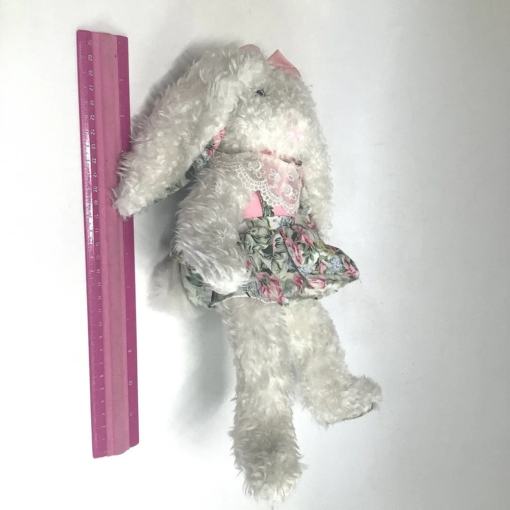 Ganz Lily‎ Bunny Rabbit Plush Shaggy White Floral Dress Lace HE4230 Heritage 12